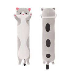 Плюшевый кот-объятий Батон, серый, 70 см