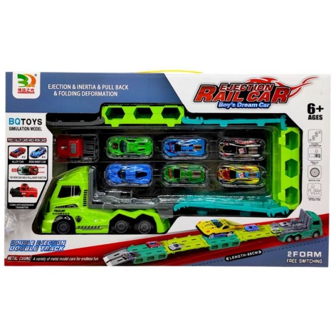 Трейлер-трек (инерц.с метал.машинками) САЛАТОВЫЙ