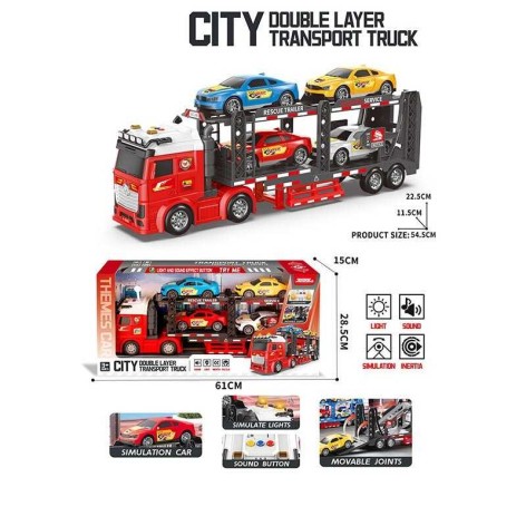 Игрушечный трейлер автовоз с подсветкой и звуком