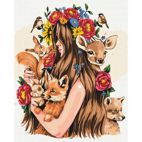 Картина по номерам Берегиня зверей © Alla Berezovska, 40х50 см