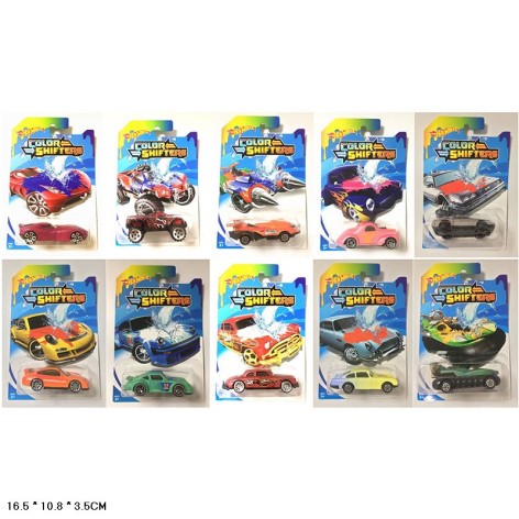 Металлическая игрушка Машинка меняет цвет 10 видов на планшетке 16,5×10,8×3,5 см (360-2)