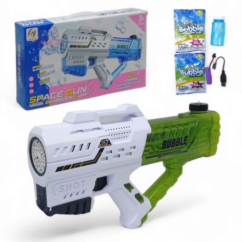 Автомат із мильними бульбашками "Space Bubbles-Gun" (біло-зелений)