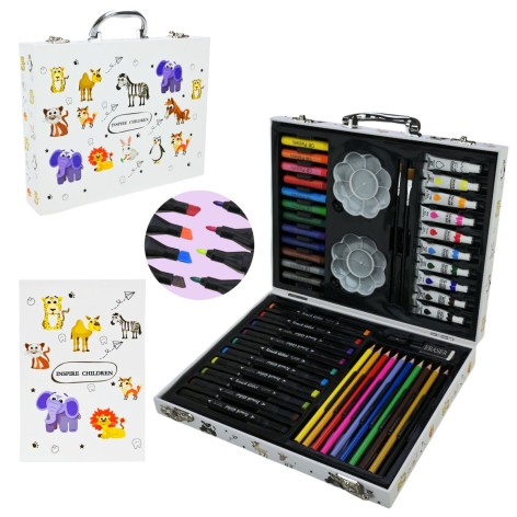 Набір для творчого малювання,  48 предметів ,крейда, акварельні фарби, кольорові олівці, валіза