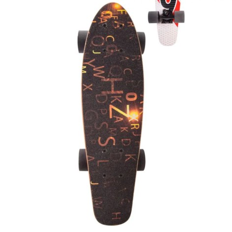 Пенніборд з дерев'яною декою, чорний+золото