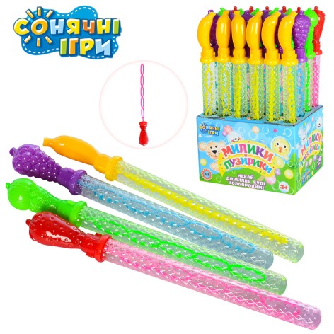 Мыльные пузыри меч, 36см, фрукты/ягоды, (4вида) /6/144/24шт в корр. 22,5-15-36,5см