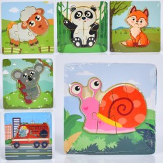 Дерев'яна іграшка Пазли мікс видів, у п/е, 10-10-0,5см 