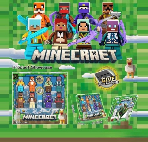 Набір героїв 8 фігурок, висота 4см, рухливі кінцівки, голова та ноги від’єднуються, зброя, 8 елементів конструктора, в кор. 