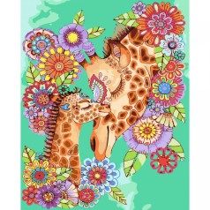 Набор для росписи по номерам Мать жираф и жирафя Strateg размером 30х40 см (SS-6450)
