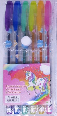 Набор ручек гелевых 6 шт. PVC 