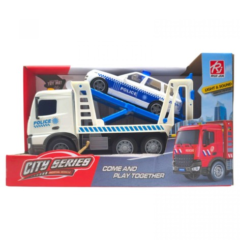 Автовоз з машинками інерційний, озвучений зі світлом в коробці RJ3380