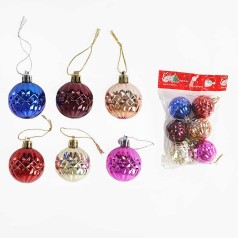 Новорічні прикраси 6 штук, кульки, D= 4 см, у п/е 
