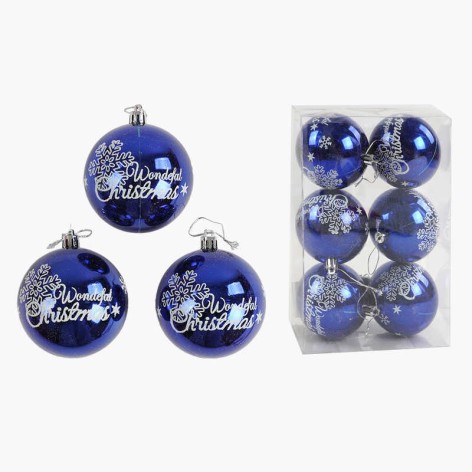 Новорічні прикраси 6 штук, кульки, D = 7,5 см, у слюді 