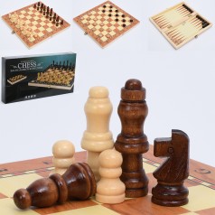Шахматы 3в1(шашки, нарды), игровое поле деревянное, 25-24,5см, фигуры деревянные, в кор., 25-13,5-3см /24/