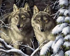 Набір для розпису по номерах Вовки  Strateg розміром 40х50 см (GS1579)
