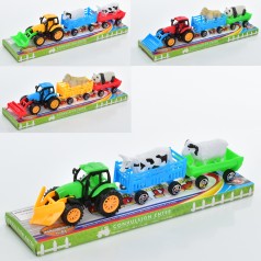 Трактор з причепом, 26см, тварини, 2шт, мікс видів, мікс кольорів, у слюді, 32-9-8,5см 