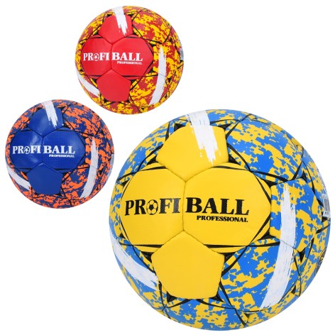 Мяч футбольный размер 5, Prsima ПУ, ручная работа, 32 панели, 410-430г, 3 цвета, в п/е 