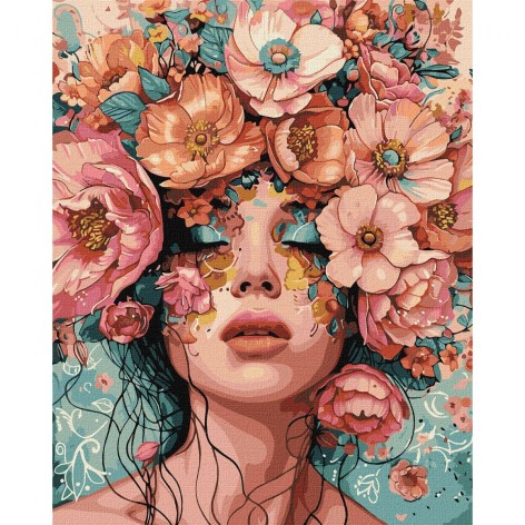Картина за номерами "Дівчина у квітах", 40х50 см