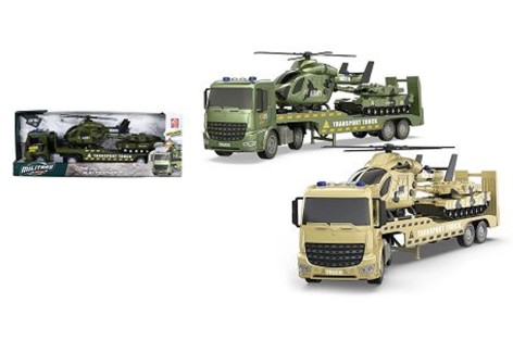 Автовоз військовий з вертольотом і танком інерційний, озвучений, зі світлом, в кор, 2види 46,3*10*17,2см 