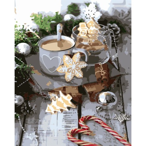 Набор для росписи по номерам Кофе и пряники Strateg размером 40х50 см (GS1566)