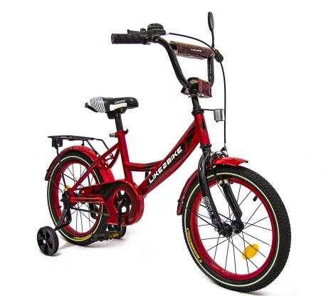 Велосипед дитячий 2-х колісний 16'' Like2bike Sky, бордовий, рама сталь, зі дзвінком, ручне гальмо, складання 75%