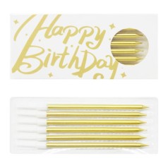 Набір золотистих свічок на торт, 6 шт.