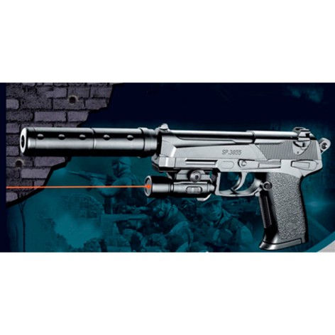 Пістолет 33см, пластикові кулі, лазер, на бат(табл), у п/е 18,5-24-3,5см 