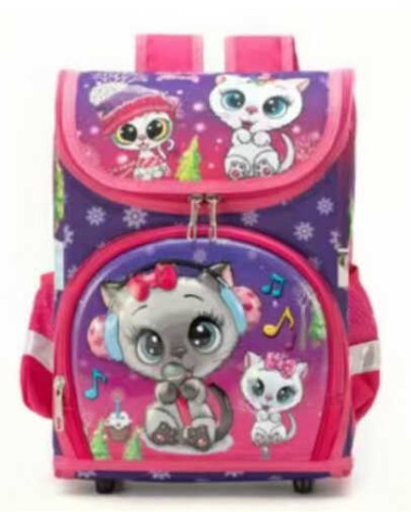 Рюкзак школьный каркасный 3D принт, 1 отделение, 3 кармана, ортопедическая спинка, в п/е 