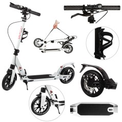 Самокат двоколісний TILLY Galaktika, гумові колеса 20 см, складана конструкція, амортизатори GS-0025 White