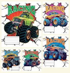 Тетрадь 12 л.клетка Твердая 41112 АВТО, 25 шт. в уп. /600/, 5к.