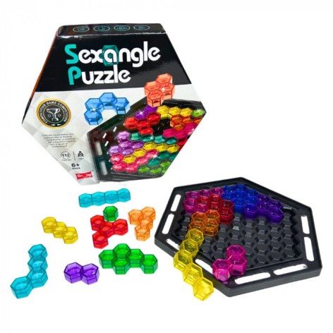 Логічна гра-головоломка Sexangle Puzzle  двостороннє поле, 16 кольорових елементів, інструкція із завданнями, в коробці