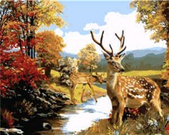 Картина по номерам VA-2247 "Олені в лісі", розміром 40х50 см
