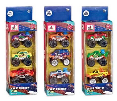 Набір машин 3 штуки, монстр-трак, металопластик, в кор., 3 види 