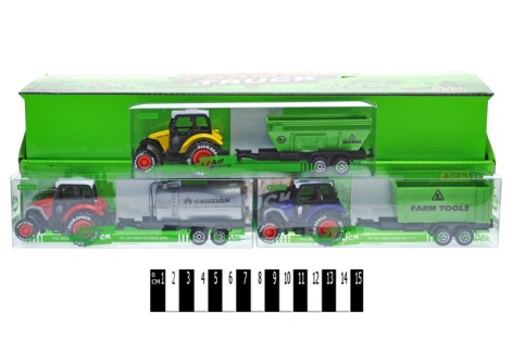 Іграшковий трактор з причепом метал інерційний