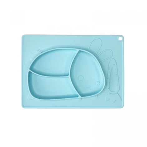 Силиконовая тарелка-коврик Зая (Голубой)