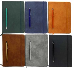 Блокнот на гумці з ручкою -стилус А5/100арк.шкір/зам 80г/м2, кліт., 6кол.(1*80)