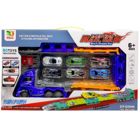 Трейлер-трек (инерц.с метал.машинками) СИНИЙ