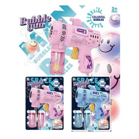 Пістолет з мильними бульбашками 2 кольори, механічний, 2 пляшечки з мильною рідиною, на листі 