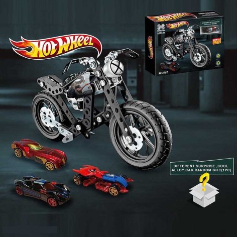 Конструктор металевий “Мотоцикл”, металопластикова машинка, інструменти, в кор. 