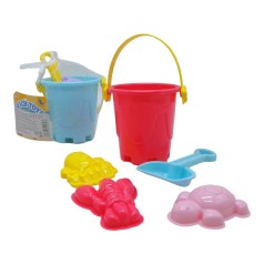 Песочный набор (мины): ведерко, лопатка, 3 формочки, микс видов