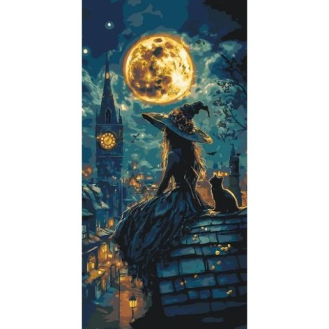 Картина по номерам с красками металлик "Юная ведьма" 40*80 см
