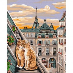 Картина по номерам: Кошачья нежность в Париже 40*50 BS51773