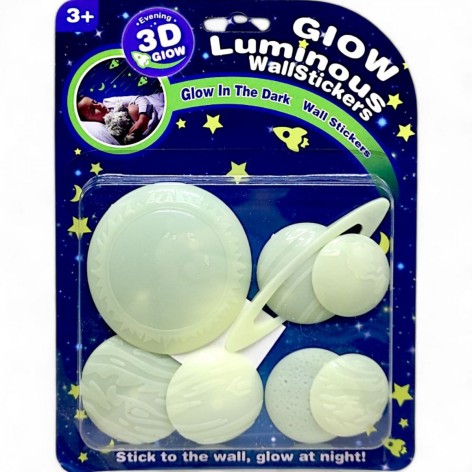 Неоновые (люминесцентные) наклейки "Космос" (7 шт)