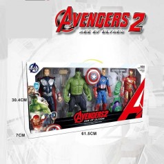 Набор героев 4 фигурки, подсветка на груди, средняя высота 26 см, подвижные конечности и голова, оружие, щит, механический запускатель, 4 диска, в кор. 