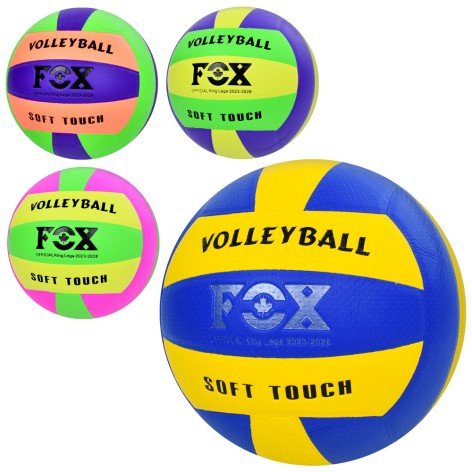 Мяч волейбольный официальный размер, ПУ, 260-280г, неон, 4цвета, игла, сетка, в п/е /24/