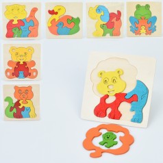 Дерев’яна іграшка Пазли тварини, мікс видів, у п/е, 11-11-0,5см 