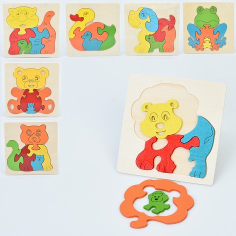 Дерев’яна іграшка Пазли тварини, мікс видів, у п/е, 11-11-0,5см 
