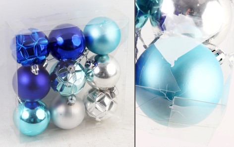 УЦЕНКА 30% Новорічні прикраси кульки, 9 штук, D = 6 см, в слюді 