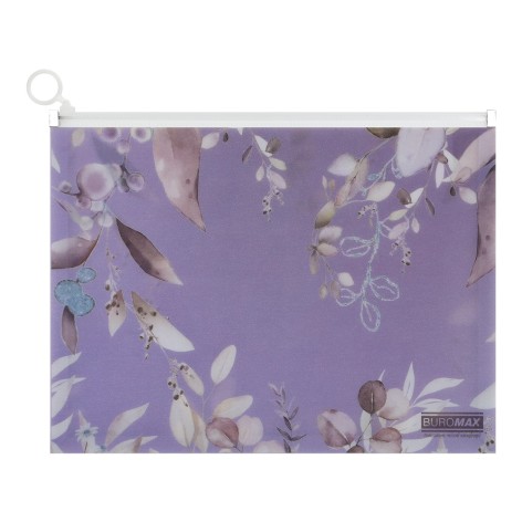 Папка-конверт на zip-блискавці ARABESKI, А4, непрозорий матовий, пластик, сливовий, ціна за 2 шт. //