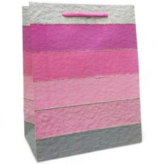 Пакет подарочный, полосатый (23х18 см), розовый