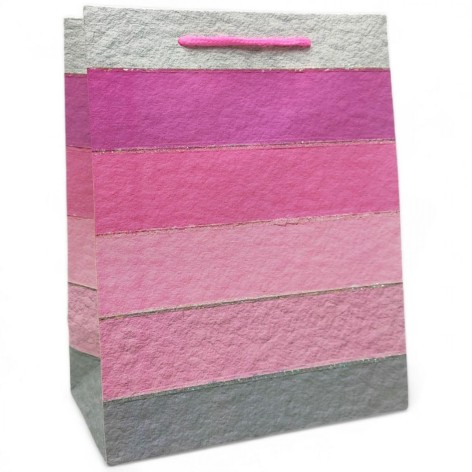 Пакет подарочный, полосатый (23х18 см), розовый